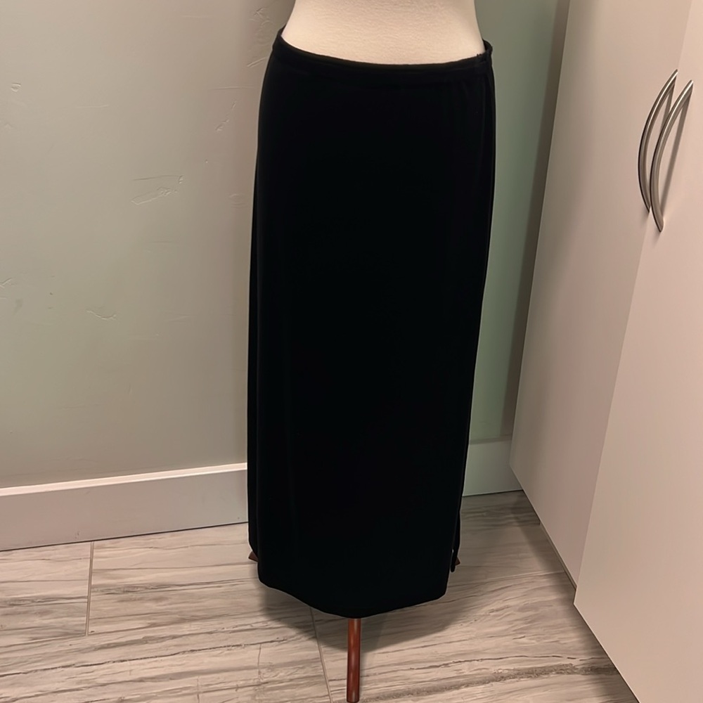 Black Velvet Maxi Vintage Skirt Size M